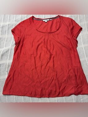 Boden Women’s Scoop Neck Cap Sleeve Silk Blend Top - Deep Orange